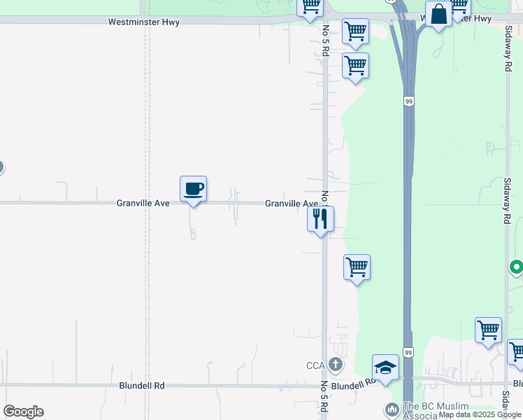 map of restaurants, bars, coffee shops, grocery stores, and more near 11480 Granville Avenue in Richmond