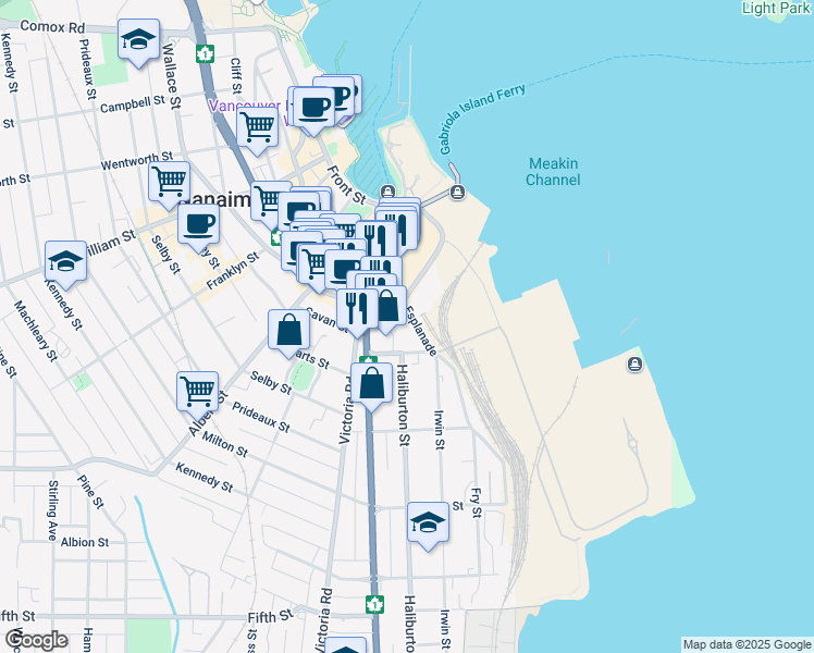 map of restaurants, bars, coffee shops, grocery stores, and more near 40 Esplanade in Nanaimo