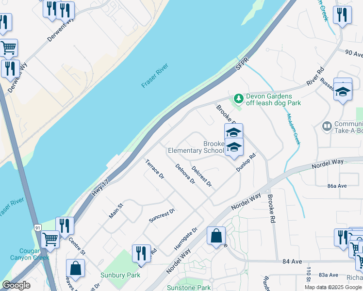 map of restaurants, bars, coffee shops, grocery stores, and more near 8863 Delvista Drive in Delta