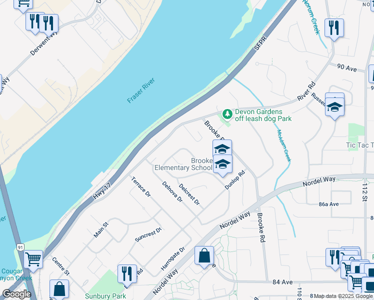 map of restaurants, bars, coffee shops, grocery stores, and more near 8822 Delvista Drive in Delta
