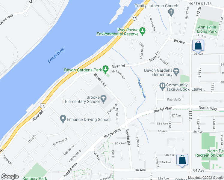 map of restaurants, bars, coffee shops, grocery stores, and more near 8784 Brooke Road in Delta