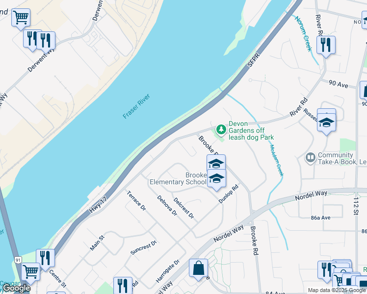 map of restaurants, bars, coffee shops, grocery stores, and more near 8841 Stegavik Court in Delta