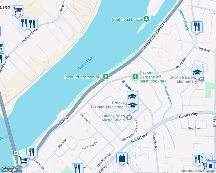 map of restaurants, bars, coffee shops, grocery stores, and more near in Delta