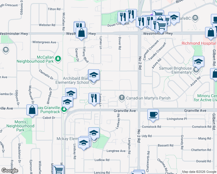 map of restaurants, bars, coffee shops, grocery stores, and more near 5560 Holt Avenue in Richmond