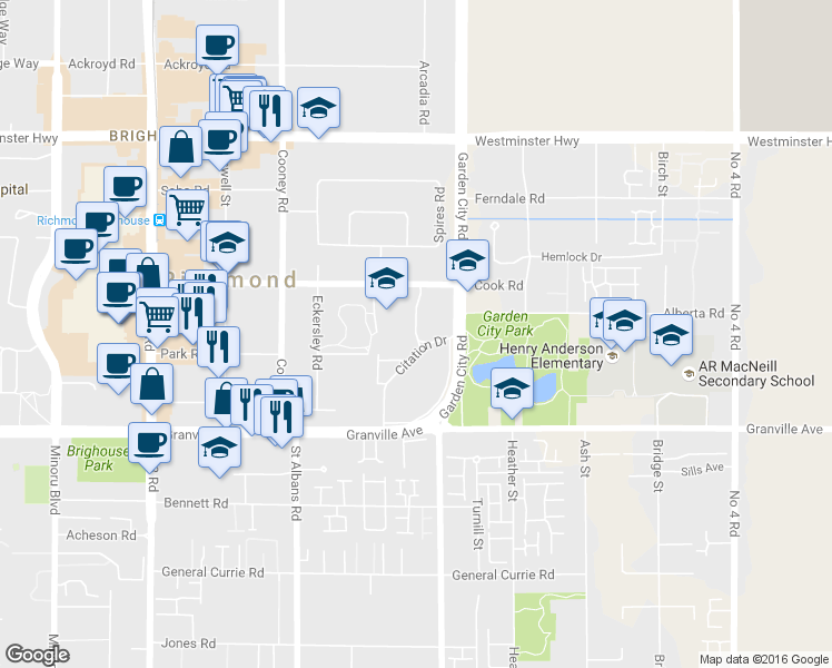 map of restaurants, bars, coffee shops, grocery stores, and more near 6531 Pimlico Way in Richmond