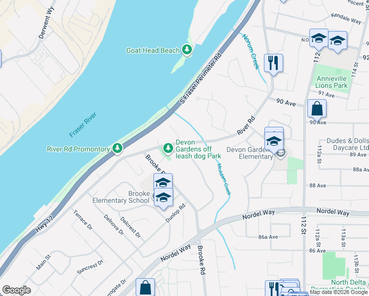 map of restaurants, bars, coffee shops, grocery stores, and more near in Delta