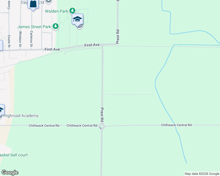 map of restaurants, bars, coffee shops, grocery stores, and more near 8980 Prest Road in Chilliwack