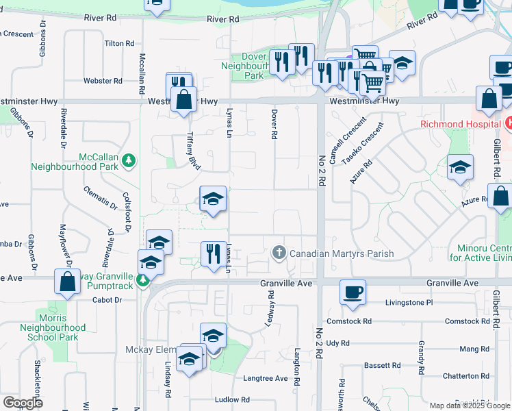map of restaurants, bars, coffee shops, grocery stores, and more near 5611 Holt Avenue in Richmond