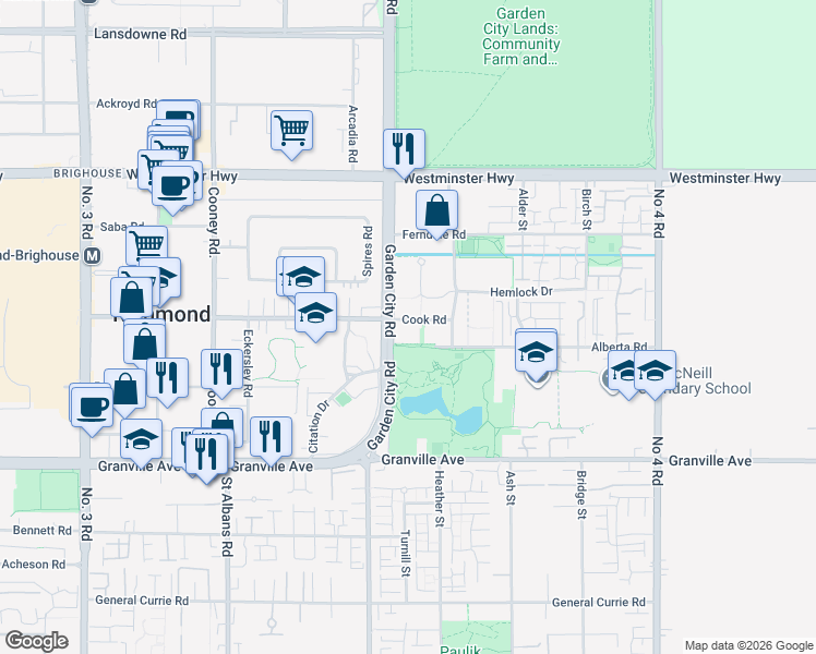 map of restaurants, bars, coffee shops, grocery stores, and more near in Richmond