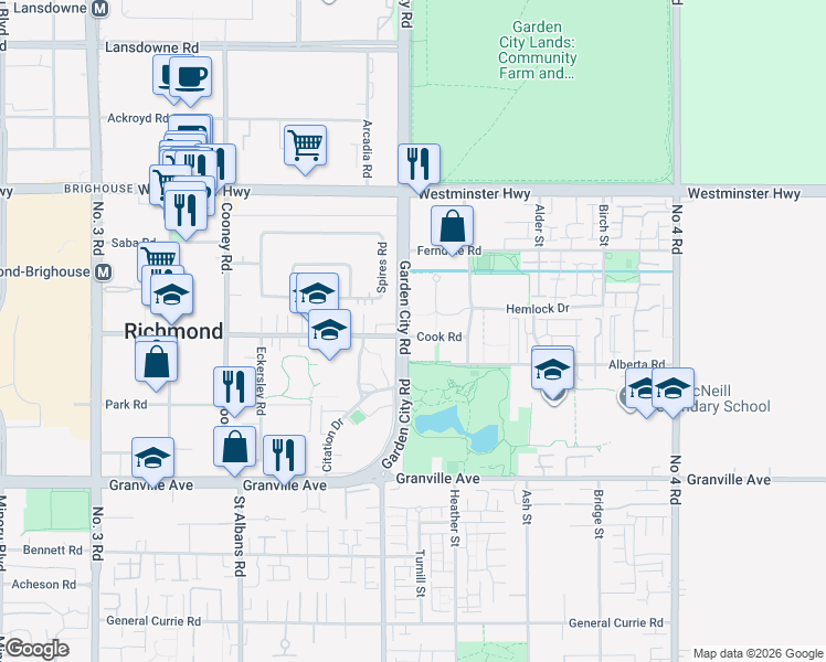 map of restaurants, bars, coffee shops, grocery stores, and more near in Richmond