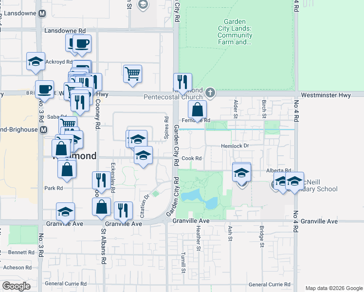 map of restaurants, bars, coffee shops, grocery stores, and more near 9188 Hemlock Drive in Richmond