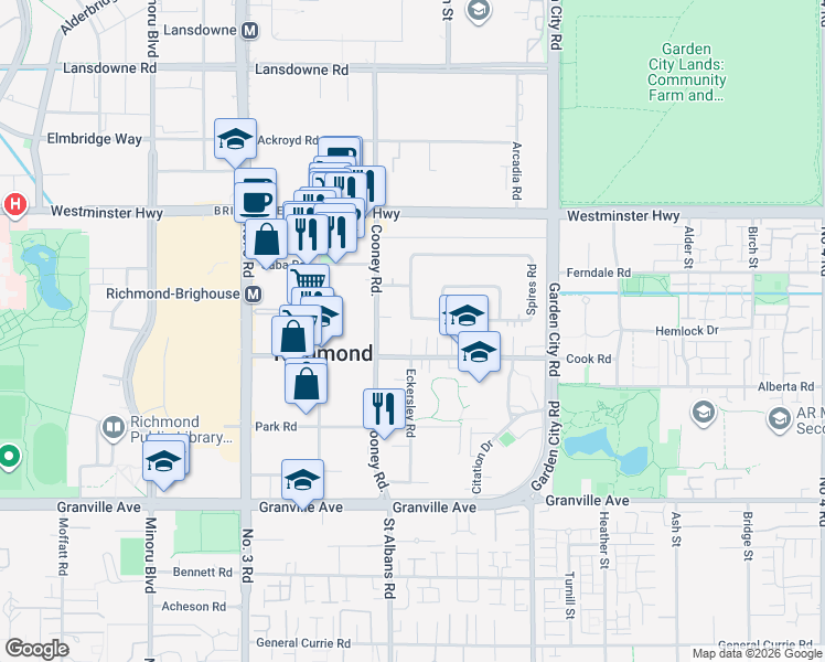 map of restaurants, bars, coffee shops, grocery stores, and more near in Richmond