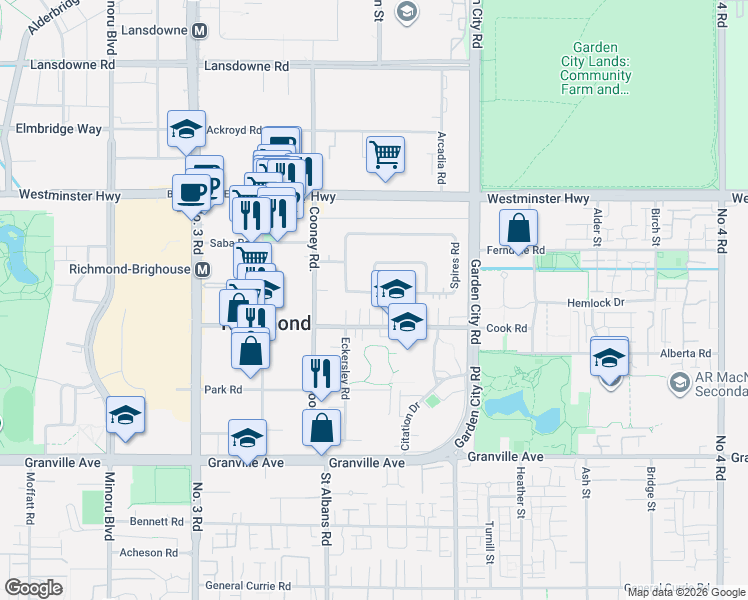 map of restaurants, bars, coffee shops, grocery stores, and more near 8800 Spires Road in Richmond
