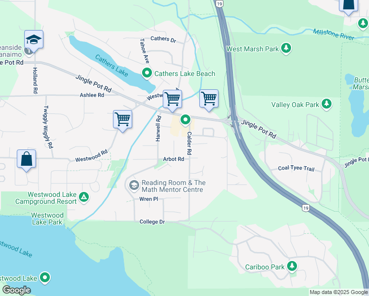 map of restaurants, bars, coffee shops, grocery stores, and more near 191 Calder Road in Nanaimo