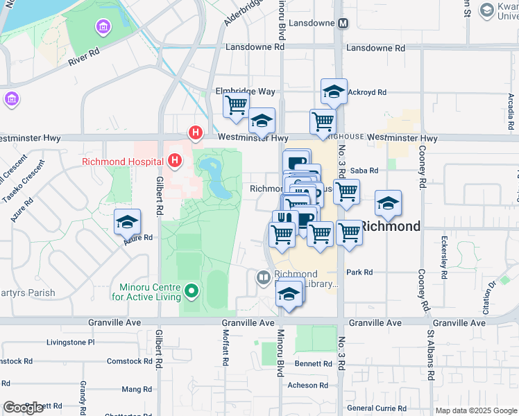 map of restaurants, bars, coffee shops, grocery stores, and more near 7333 Murdoch Avenue in Richmond