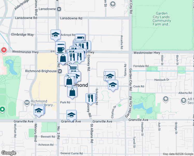 map of restaurants, bars, coffee shops, grocery stores, and more near in Richmond