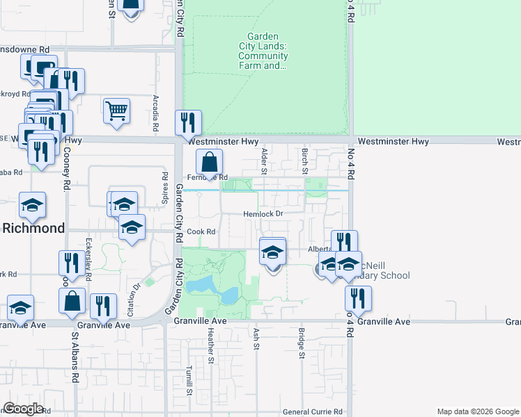 map of restaurants, bars, coffee shops, grocery stores, and more near in Richmond