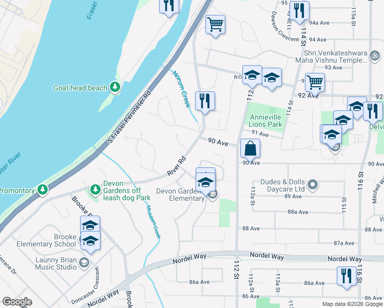 map of restaurants, bars, coffee shops, grocery stores, and more near in Delta