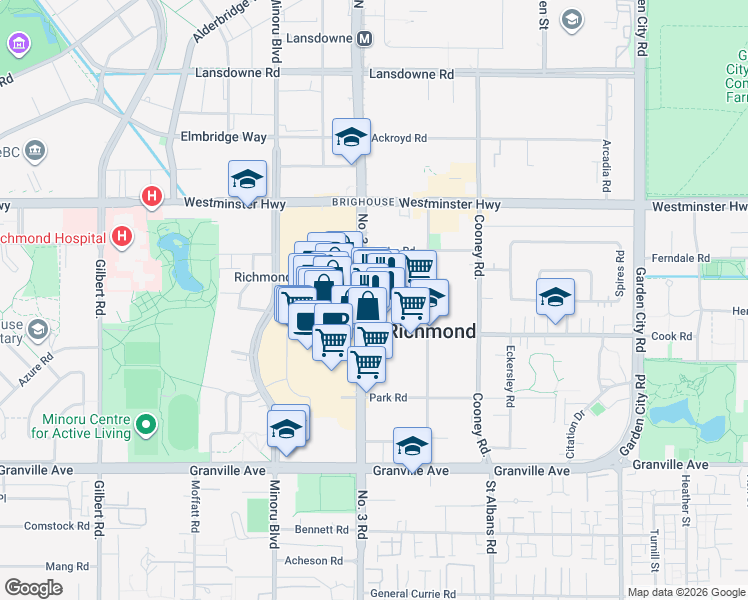 map of restaurants, bars, coffee shops, grocery stores, and more near in Richmond