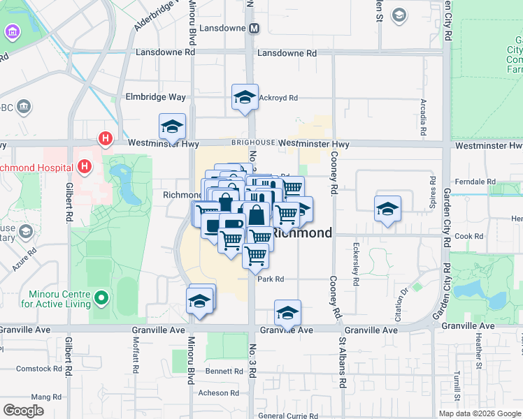 map of restaurants, bars, coffee shops, grocery stores, and more near in Richmond