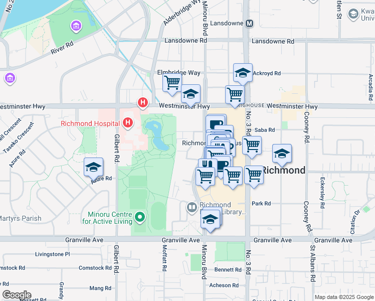 map of restaurants, bars, coffee shops, grocery stores, and more near 6333 Mah Bing St in Richmond