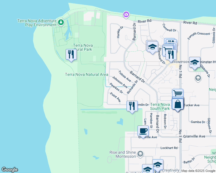 map of restaurants, bars, coffee shops, grocery stores, and more near 1960 Semlin Drive in Richmond