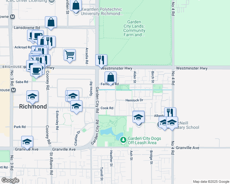 map of restaurants, bars, coffee shops, grocery stores, and more near in Richmond