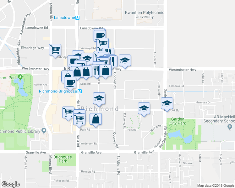 map of restaurants, bars, coffee shops, grocery stores, and more near in Richmond