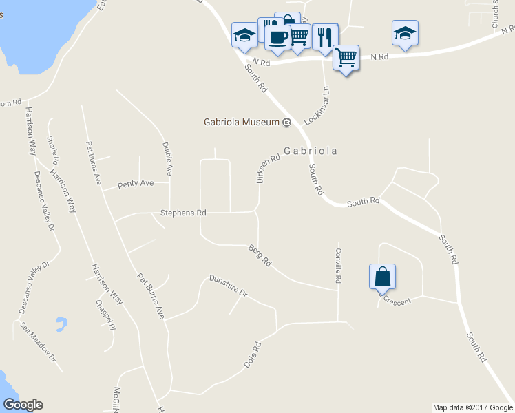 map of restaurants, bars, coffee shops, grocery stores, and more near 960 Dirksen Road in Gabriola