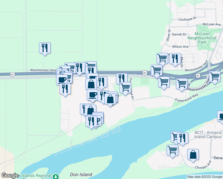 map of restaurants, bars, coffee shops, grocery stores, and more near 21331 Gordon Way in Richmond