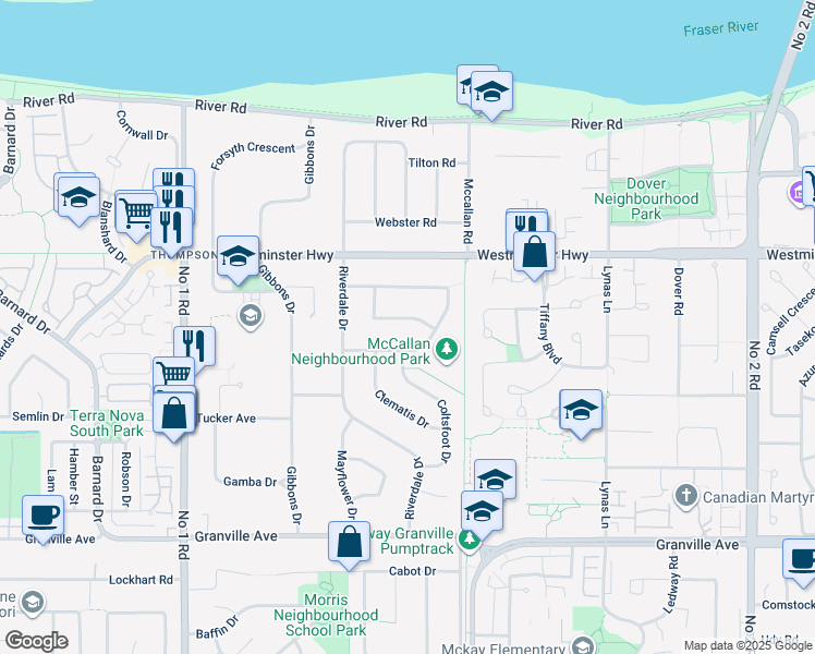 map of restaurants, bars, coffee shops, grocery stores, and more near 6331 Bellflower Drive in Richmond