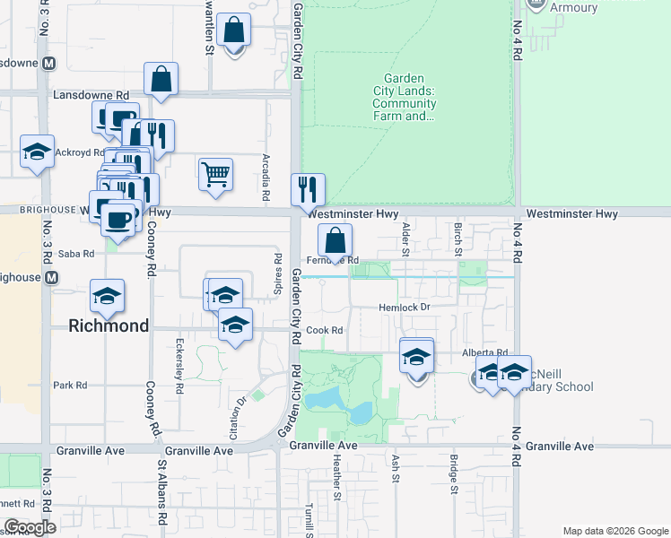 map of restaurants, bars, coffee shops, grocery stores, and more near in Richmond