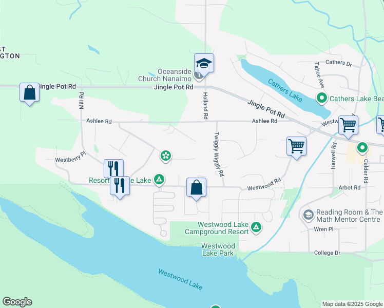 map of restaurants, bars, coffee shops, grocery stores, and more near 2310 Panorama View Drive in Nanaimo