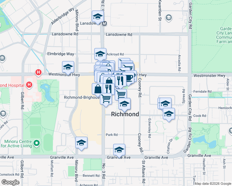 map of restaurants, bars, coffee shops, grocery stores, and more near 8191 Saba Road in Richmond