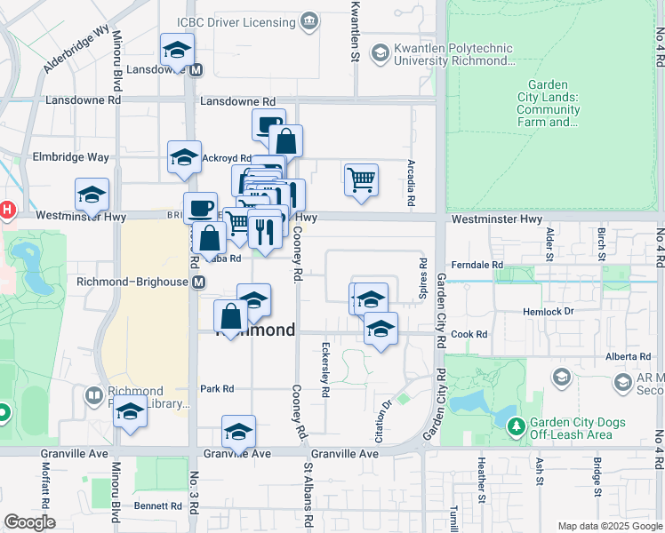 map of restaurants, bars, coffee shops, grocery stores, and more near 8040 Spires Road in Richmond