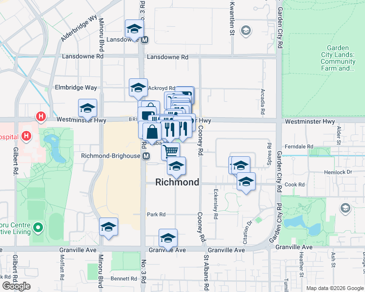 map of restaurants, bars, coffee shops, grocery stores, and more near in Richmond