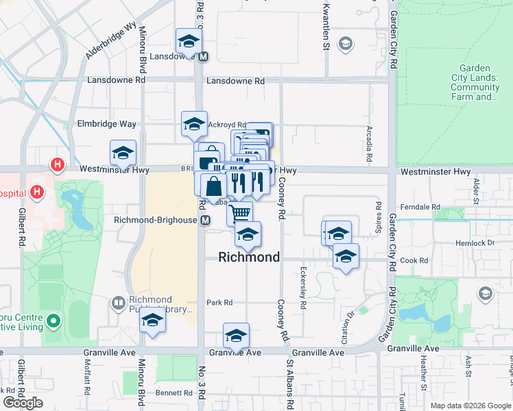 map of restaurants, bars, coffee shops, grocery stores, and more near in Richmond