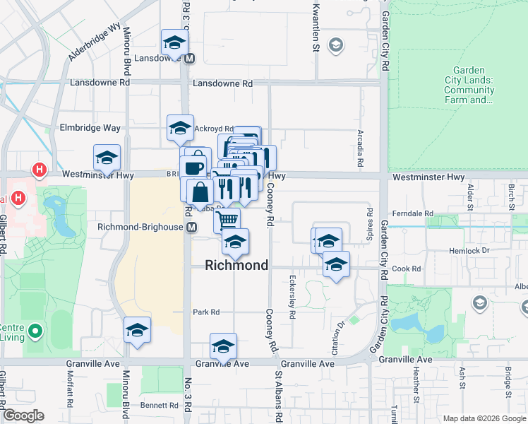 map of restaurants, bars, coffee shops, grocery stores, and more near in Richmond