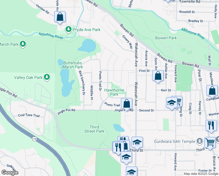 map of restaurants, bars, coffee shops, grocery stores, and more near 620 Sarum Rise Way in Nanaimo