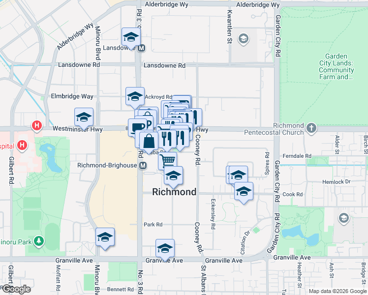 map of restaurants, bars, coffee shops, grocery stores, and more near in Richmond