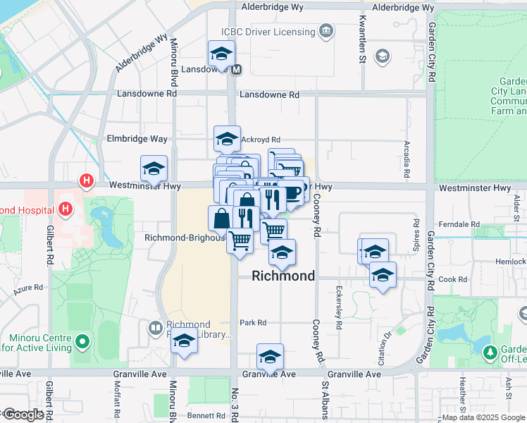 map of restaurants, bars, coffee shops, grocery stores, and more near 8171 Saba Road in Richmond