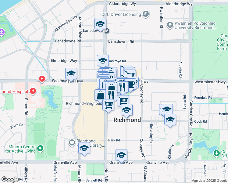 map of restaurants, bars, coffee shops, grocery stores, and more near 8033 Saba Road in Richmond