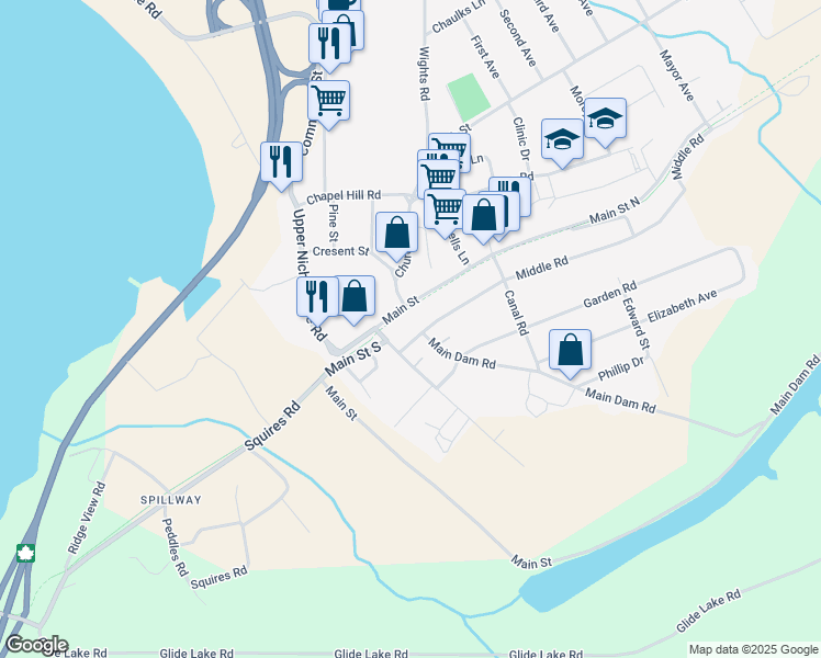 map of restaurants, bars, coffee shops, grocery stores, and more near 5 Middle Road in Deer Lake
