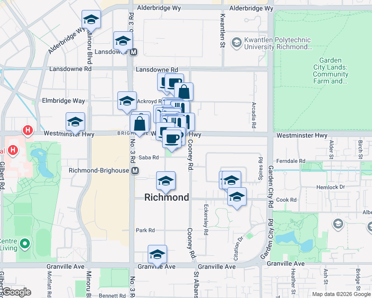 map of restaurants, bars, coffee shops, grocery stores, and more near in Richmond