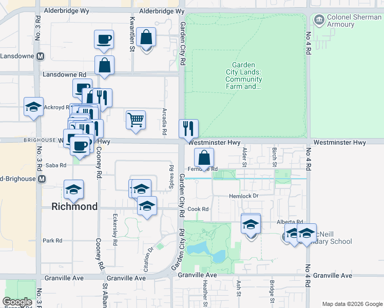 map of restaurants, bars, coffee shops, grocery stores, and more near in Richmond