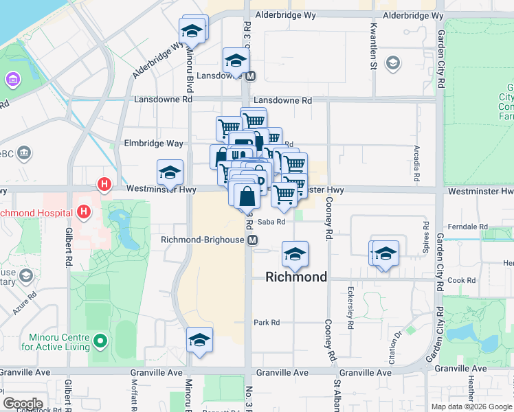 map of restaurants, bars, coffee shops, grocery stores, and more near in Richmond