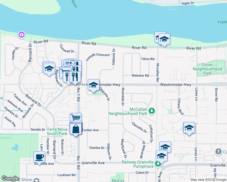 map of restaurants, bars, coffee shops, grocery stores, and more near 4391 Tiffin Crescent in Richmond