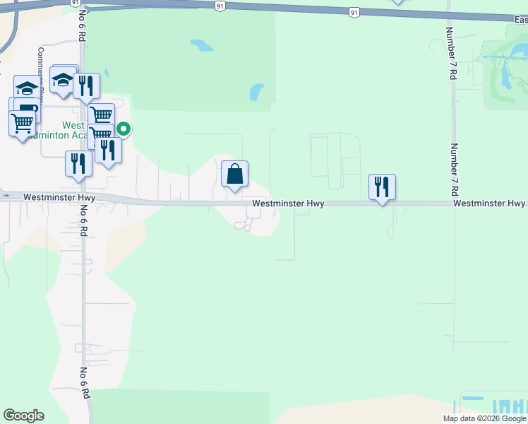 map of restaurants, bars, coffee shops, grocery stores, and more near 14780 Westminster Highway in Richmond
