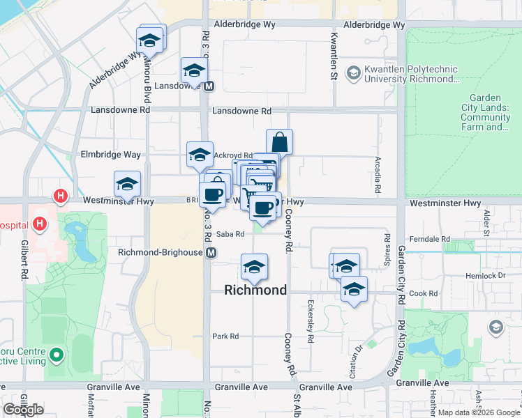 map of restaurants, bars, coffee shops, grocery stores, and more near in Richmond