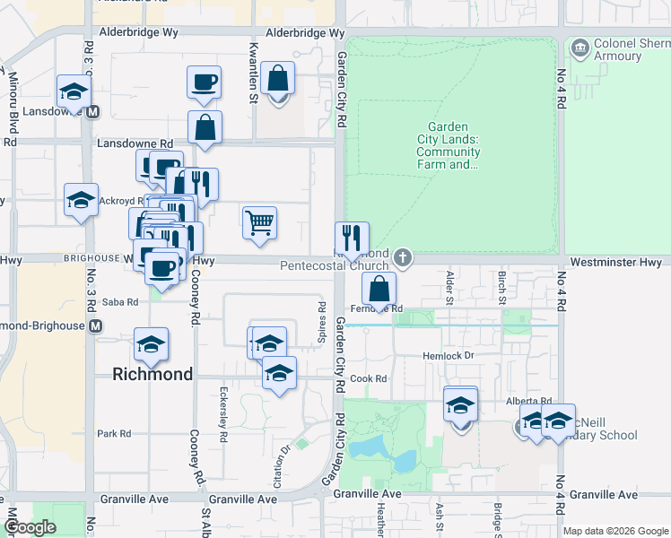 map of restaurants, bars, coffee shops, grocery stores, and more near in Richmond